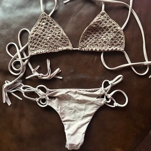Acacia Swimwear Bikini Set *rare* crotchet triangle top and cheeky Bimini bottom